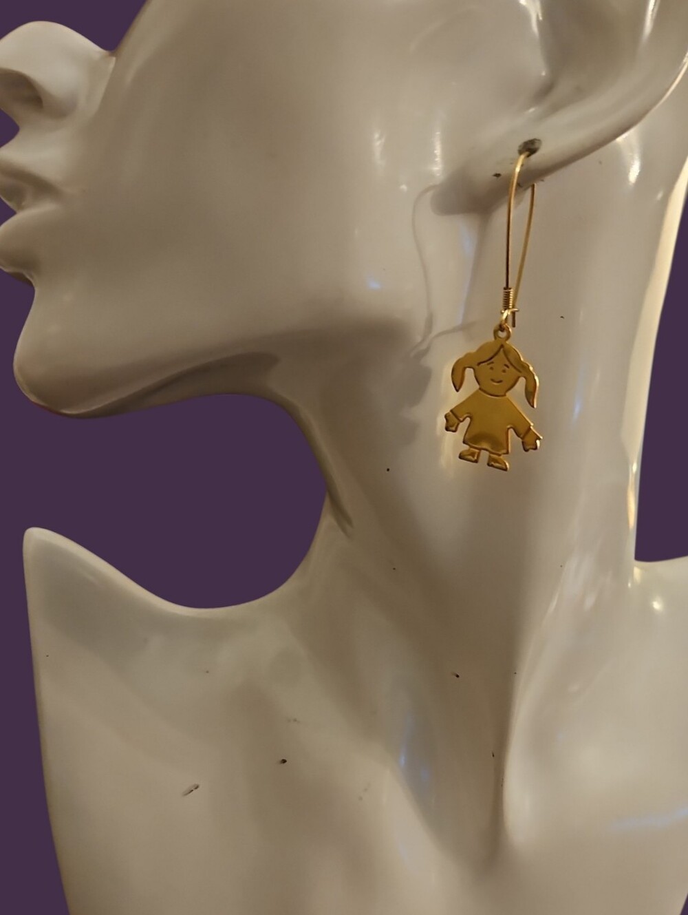 Vintage Girl Silhouette Hoop Drop Earrings